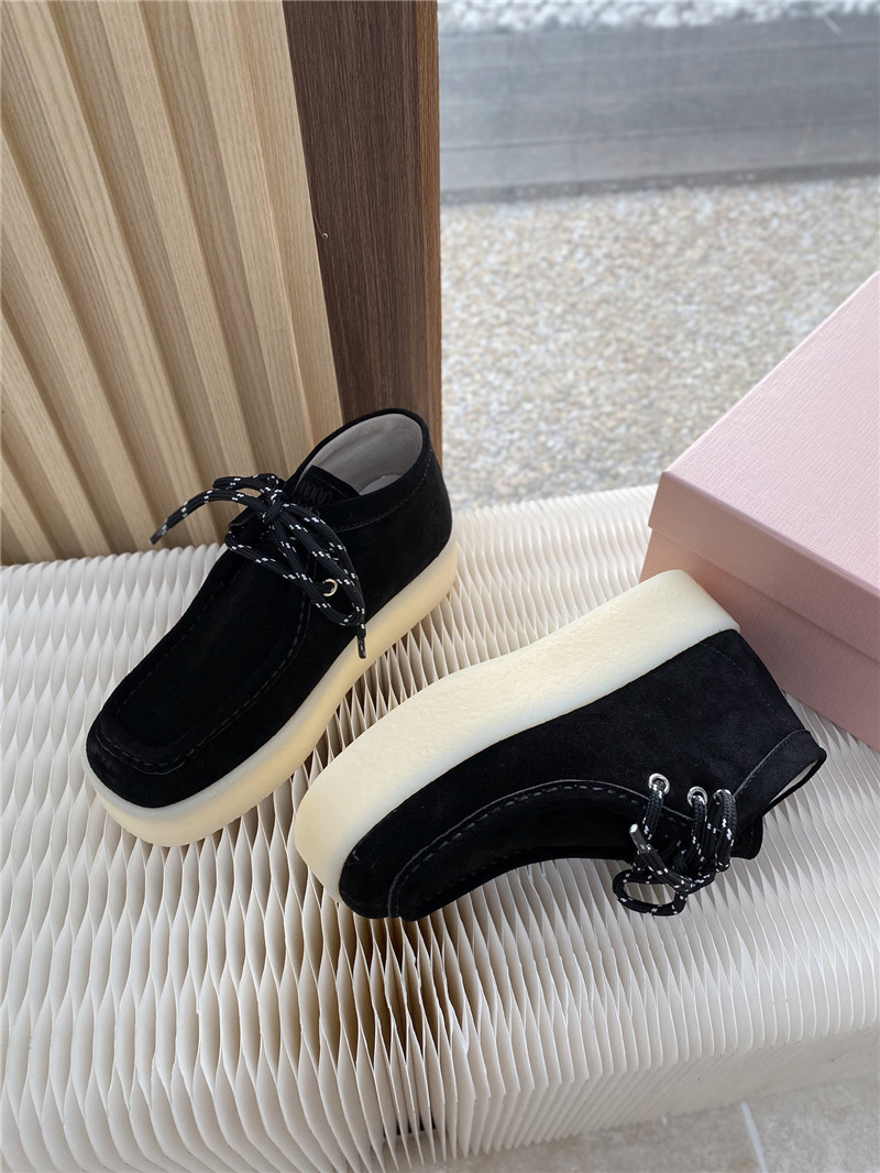 Miu Miu Suede Leather Lace-Up Sneakers