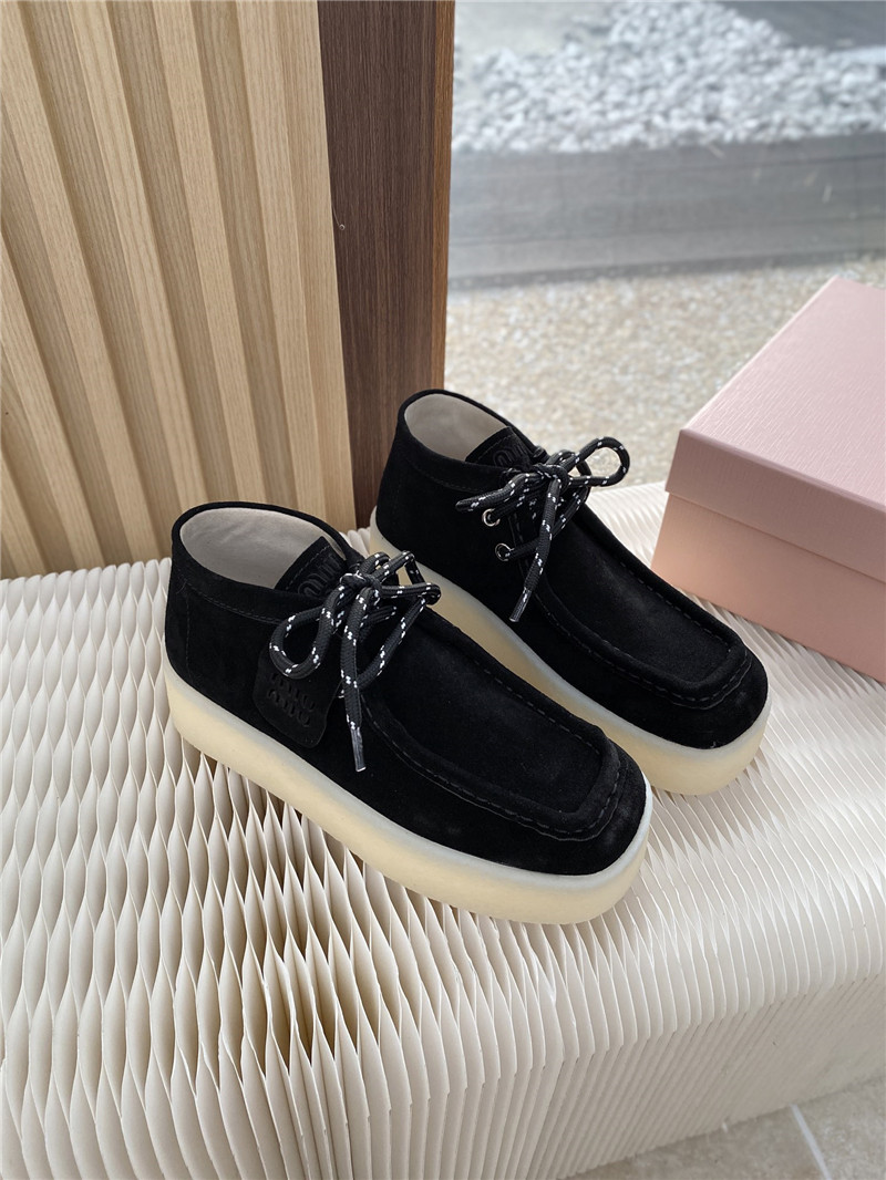 Miu Miu Suede Leather Lace-Up Sneakers