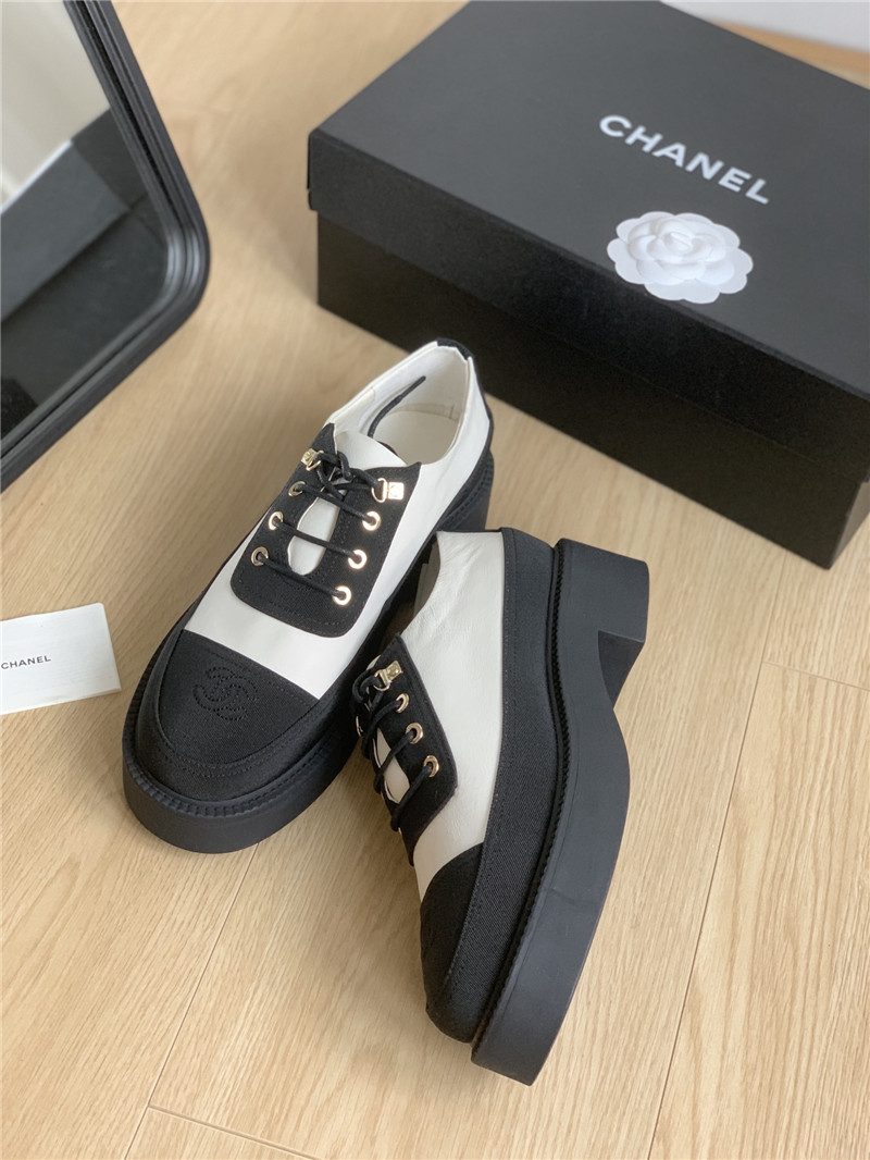 Ch**el white and black suede calfskin oxfords