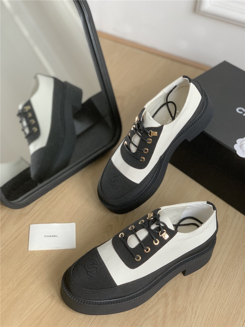 Ch**el white and black suede calfskin oxfords