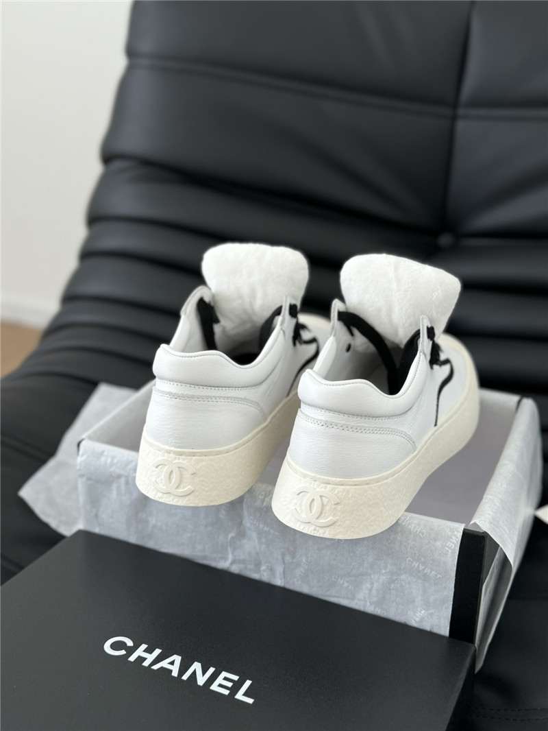 Ch**el white lace-up low top sneakers