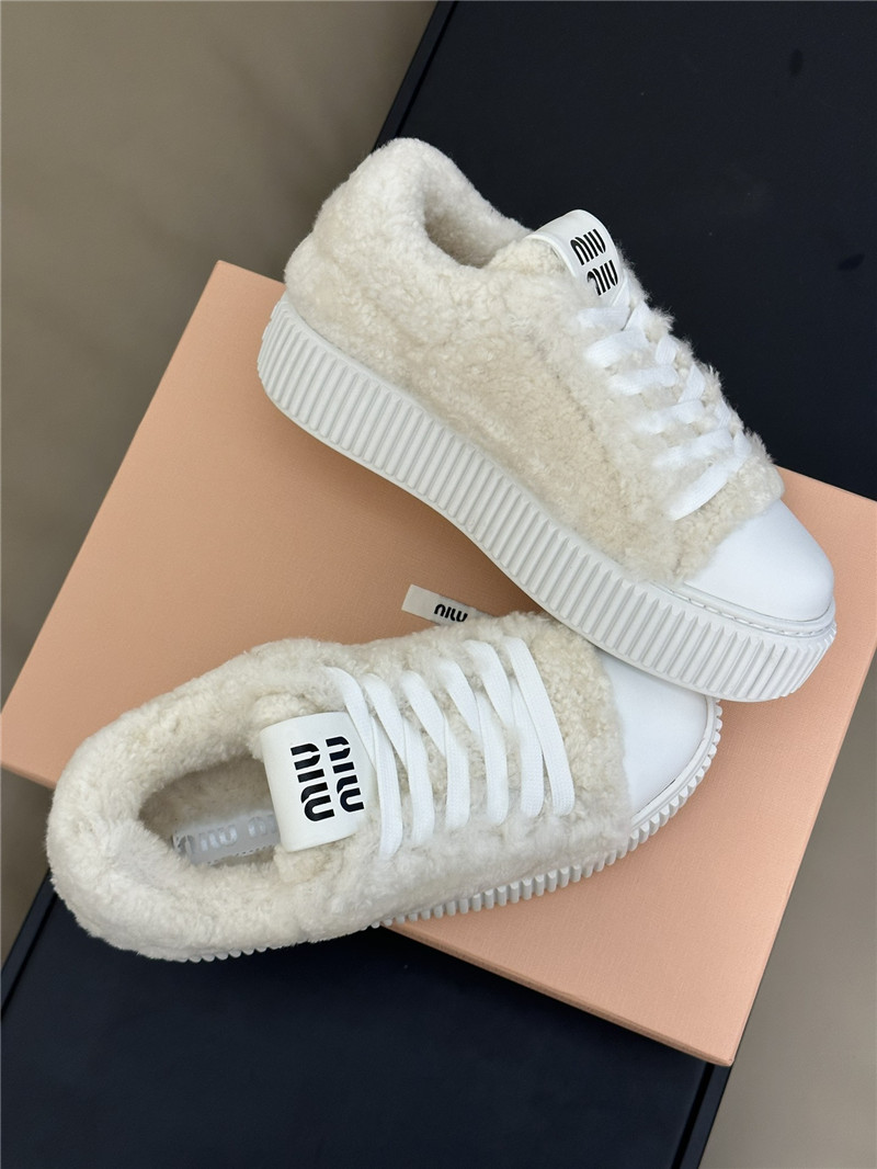 Miu Miu White Shearling Sneakers