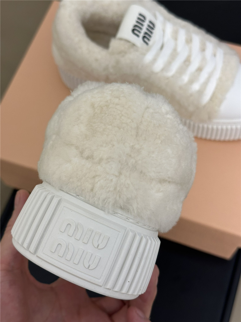 Miu Miu White Shearling Sneakers