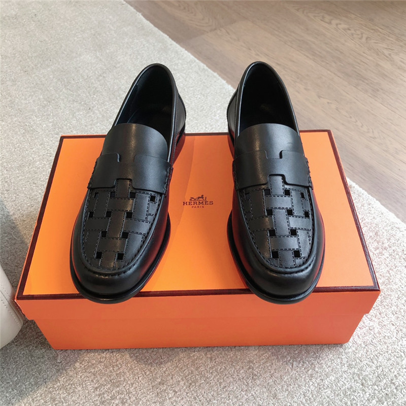 H**me5 h cut-out kennedy loafer in noir calfskin