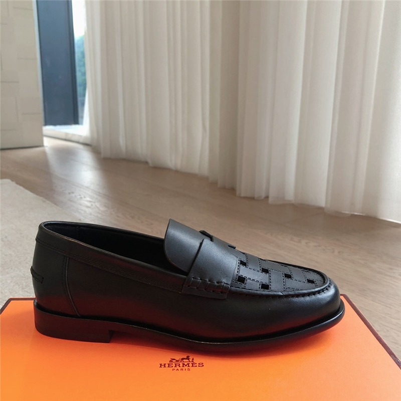H**me5 h cut-out kennedy loafer in noir calfskin