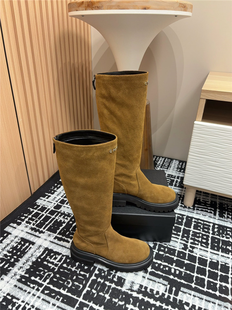 Ch**el brown suede leather keen high boots