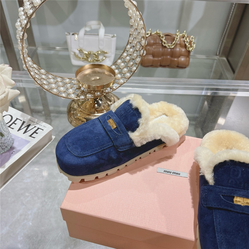 Miu Miu Blue Suede Penny Mules
