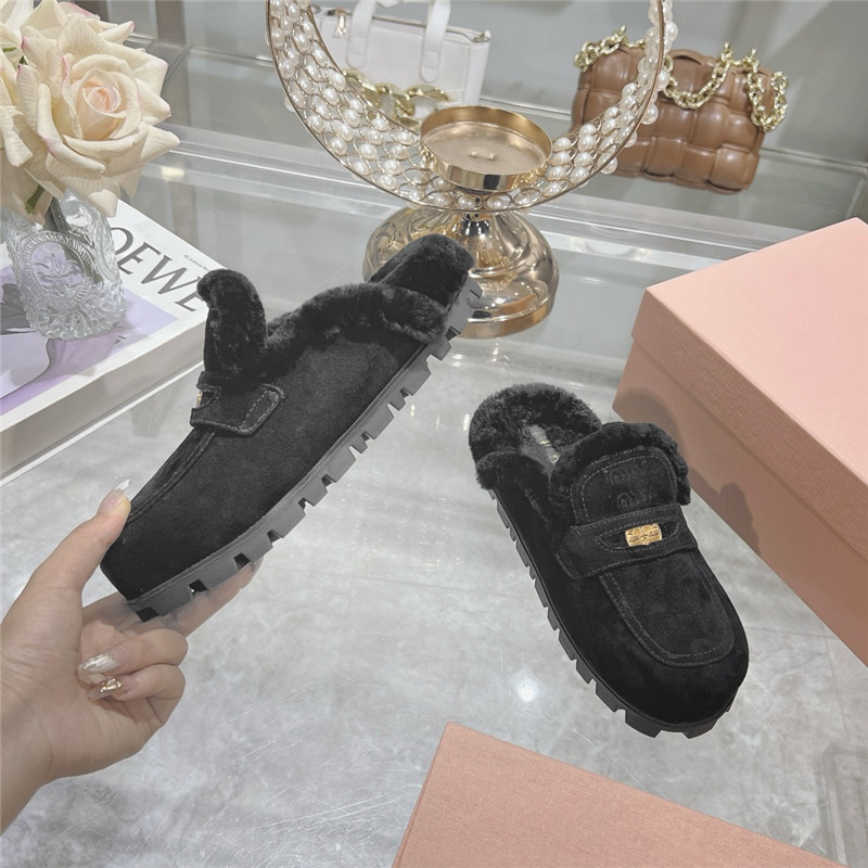 Miu Miu Black Suede Penny Mules