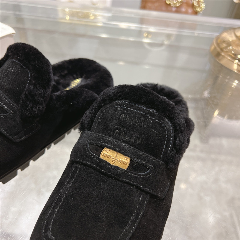 Miu Miu Black Suede Penny Mules