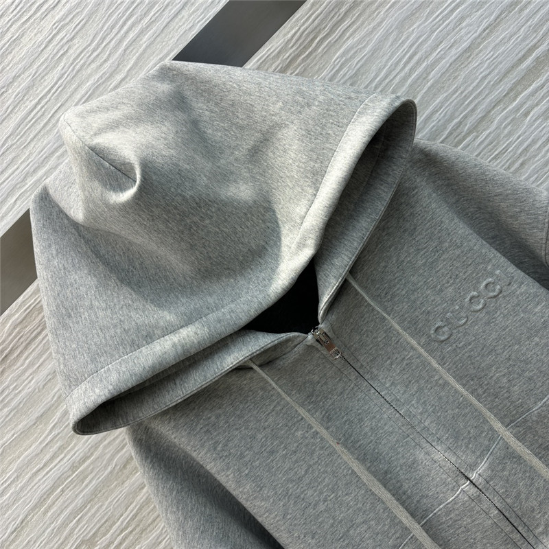 Gvc*1 logo-embossed grey hoodie