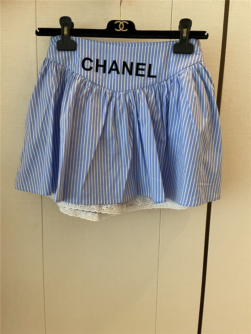 Ch**el blue striped mini skirt