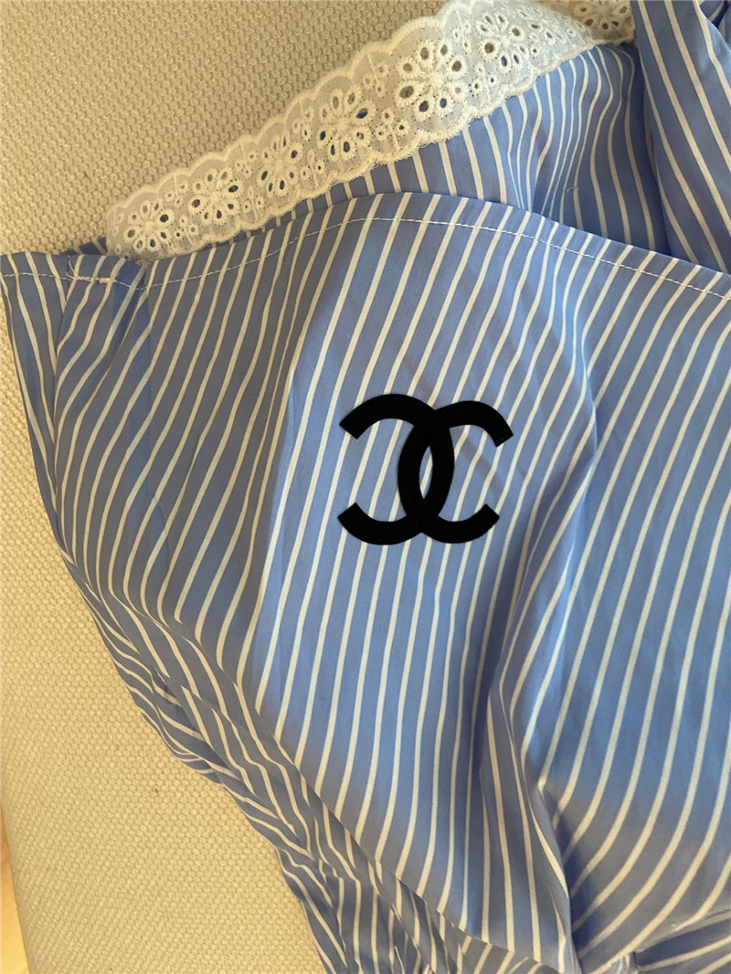Ch**el blue striped mini skirt