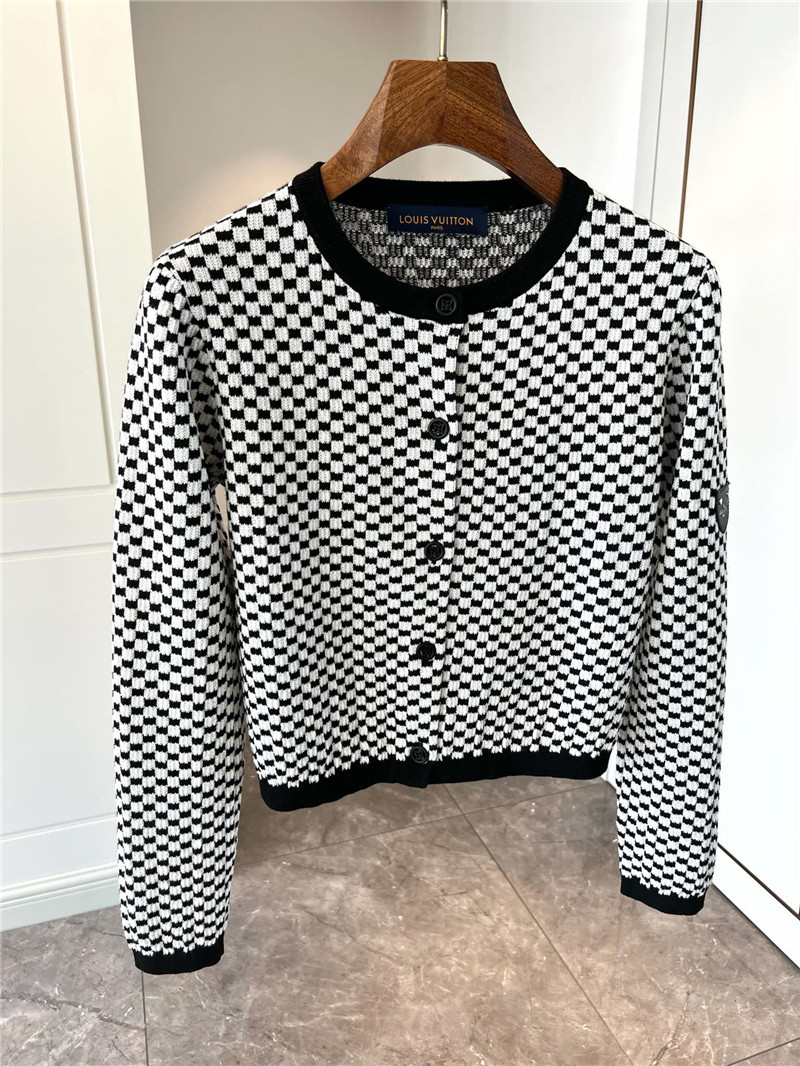 LV Mini Damier Knit Cardigan Black