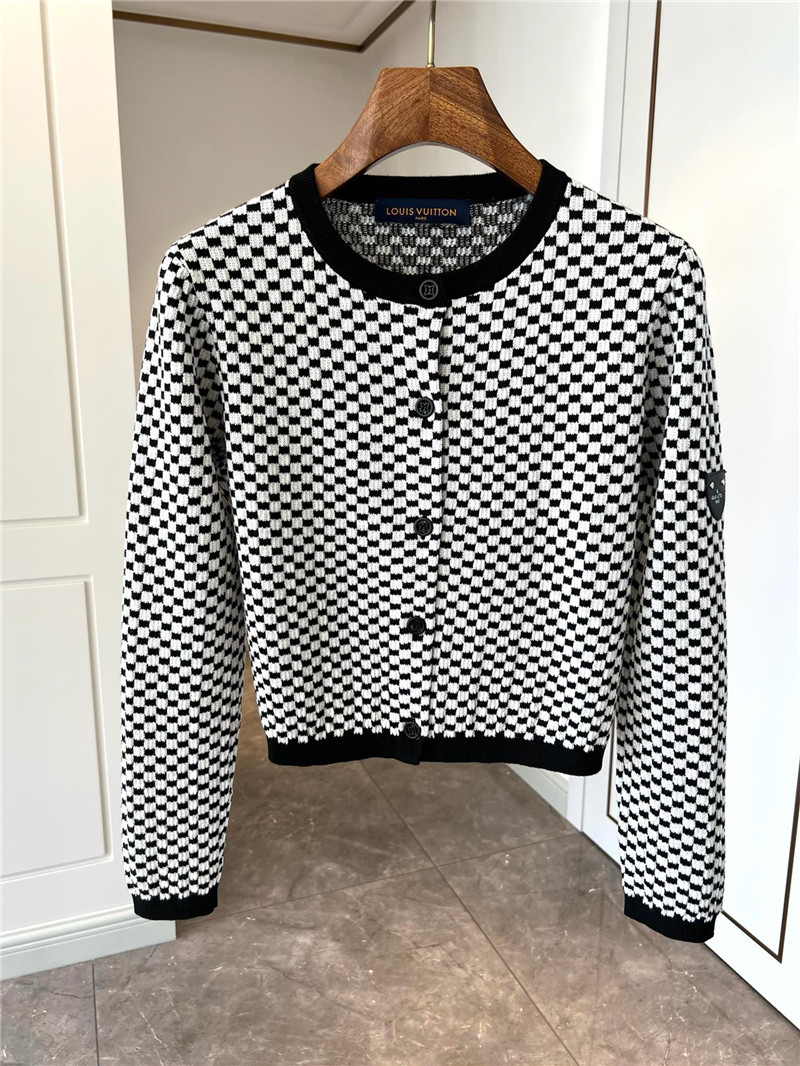 LV Mini Damier Knit Cardigan Black