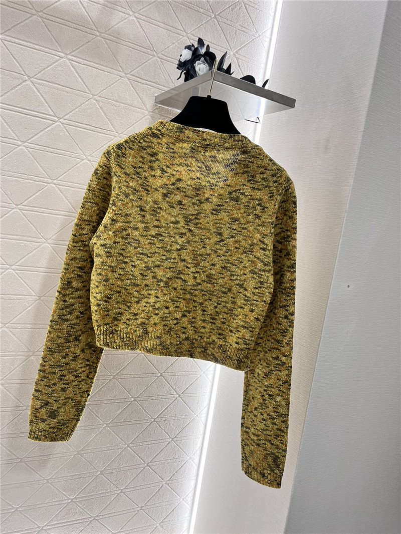 Ch**el yellow crop v-neck textured cardigan