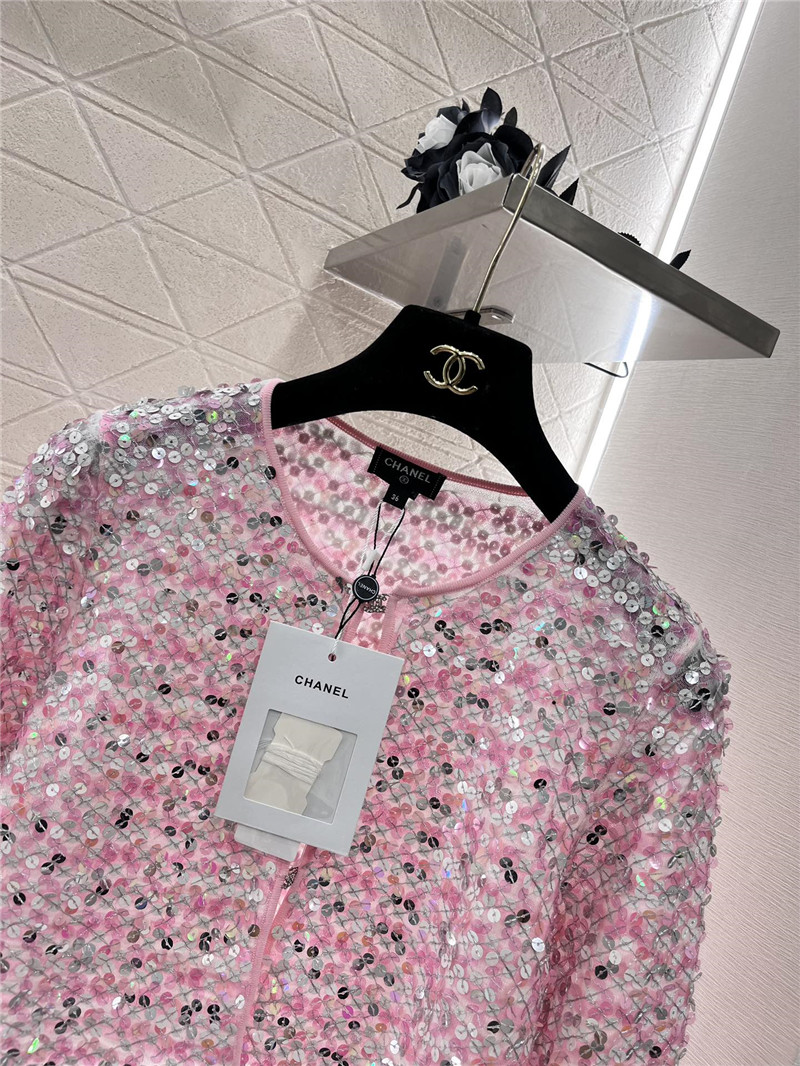 Ch**el pink sequin crop cardigan