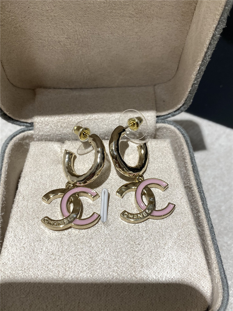 Ch**el pink double c earrings