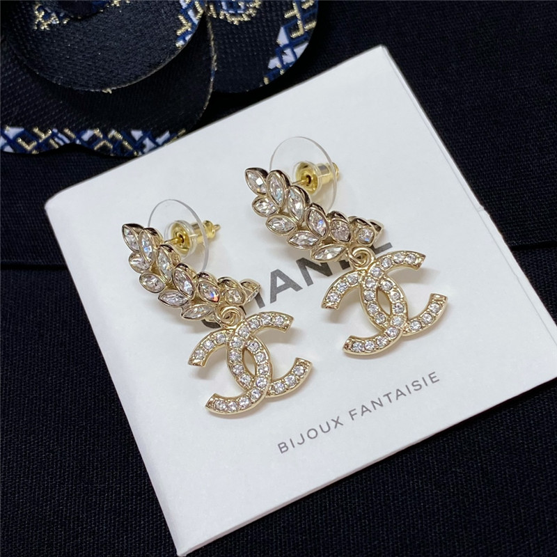 Ch**el wheat ear double c earrings