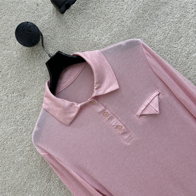 b0tt*ga Ven*ta tencel long-sleeve polo shirt in pink