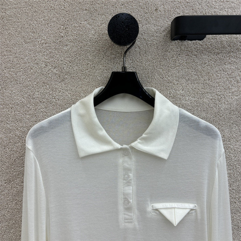 b0tt*ga Ven*ta white tencel long-sleeve polo shirt