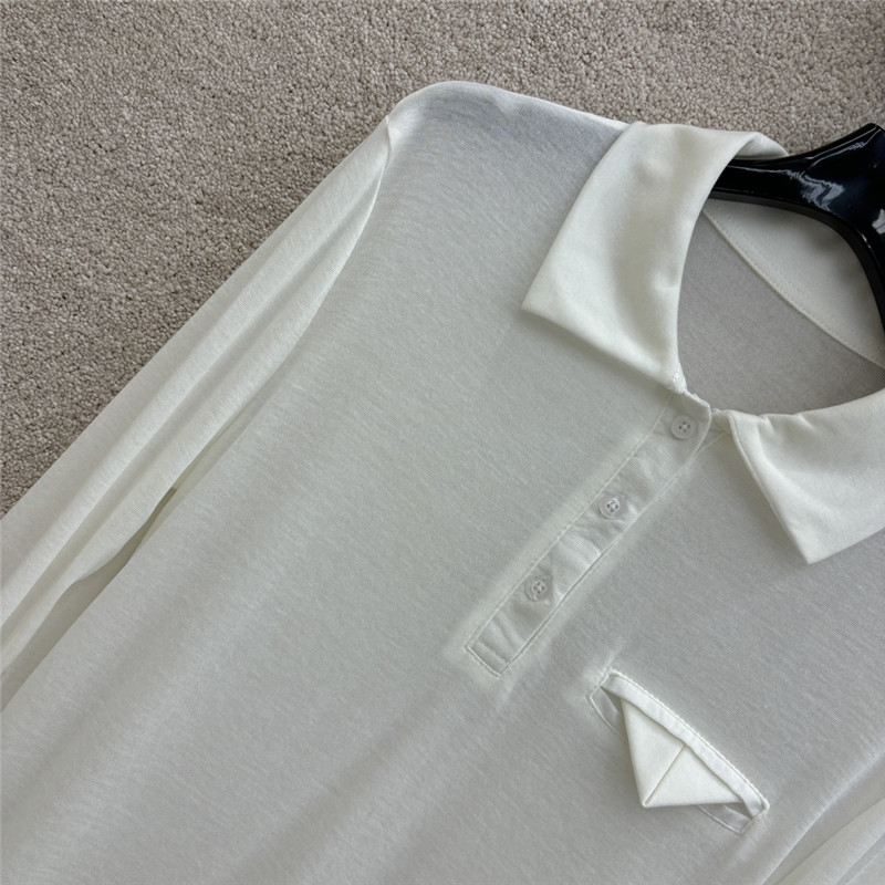 b0tt*ga Ven*ta white tencel long-sleeve polo shirt