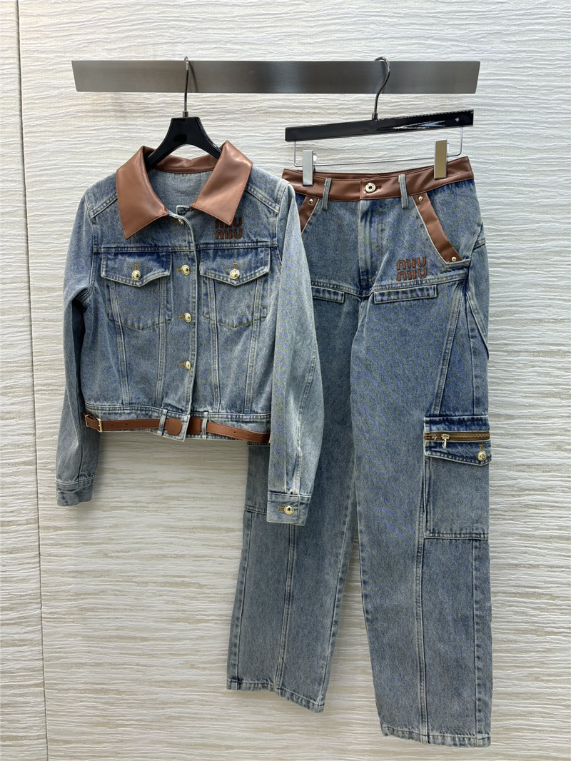 M1um1u high waist denim trousers