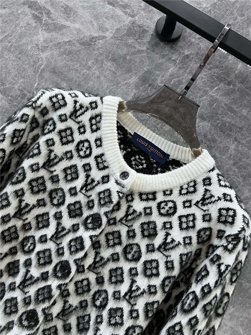 LV Monogram Brushed Knit Cardigan White/Black