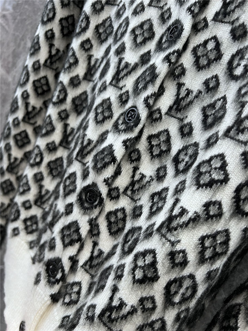LV Monogram Brushed Knit Cardigan White/Black