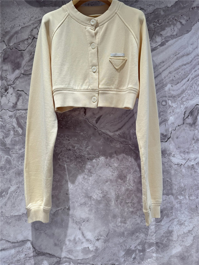 Pra*a cropped sweatshirt cardigan yellow