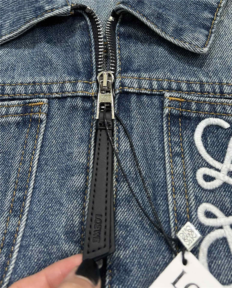 L0ew* cropped zip-up denim jacket