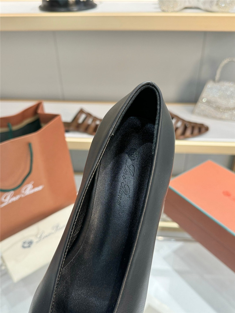 L0r0 P1ana rebecca ballet flats in black/silver calfskin