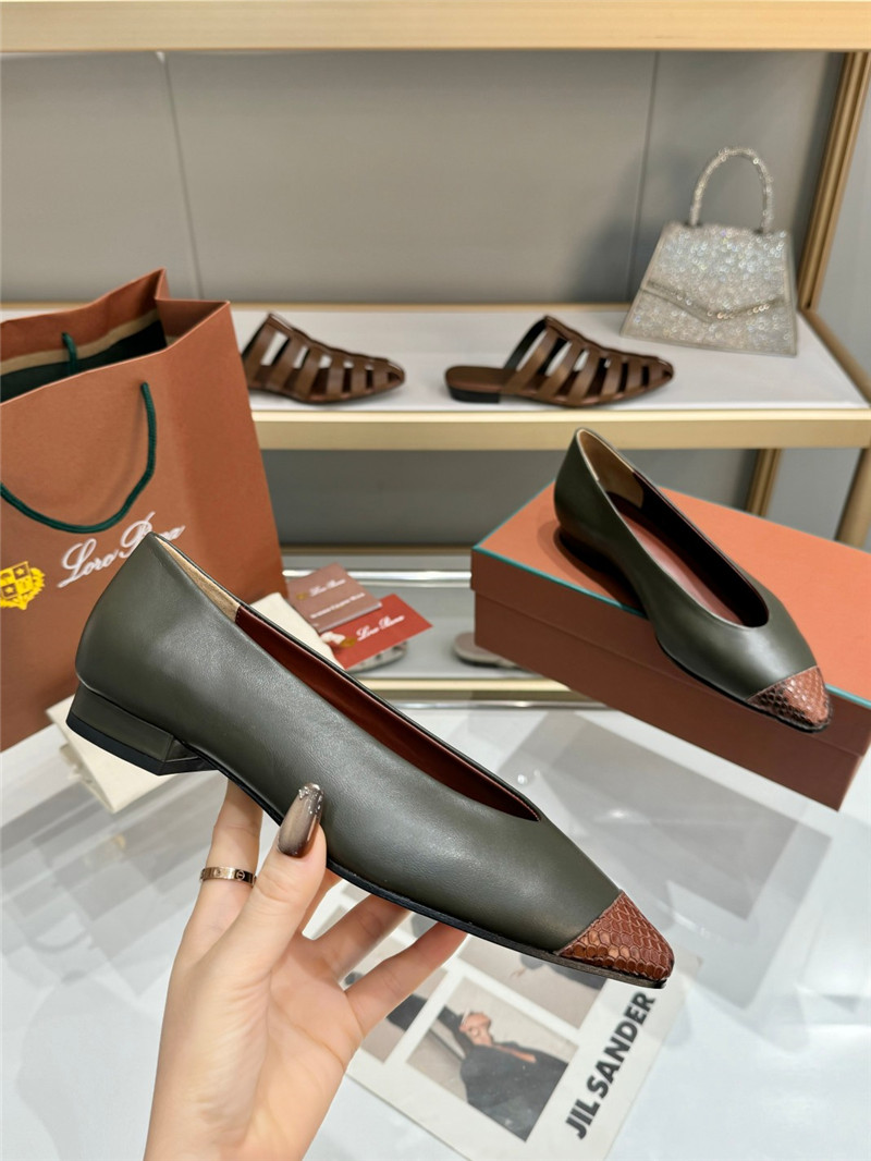 L0r0 P1ana rebecca ballet flats in capers/burnt calfskin