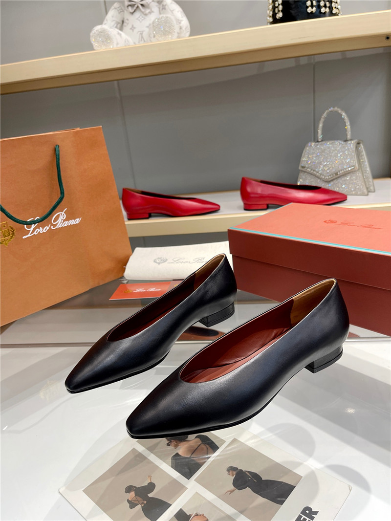 L0r0 P1ana rebecca ballerinas black calfskin