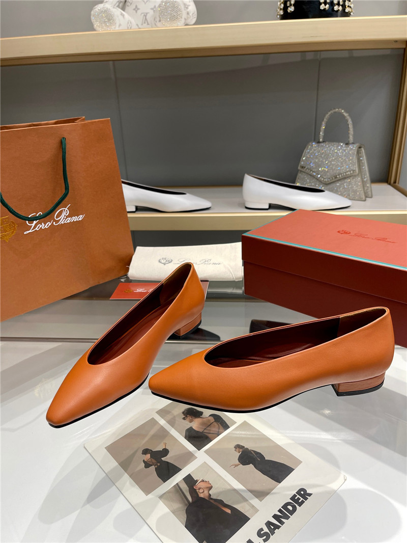L0r0 P1ana rebecca ballerinas saddle brown calfskin