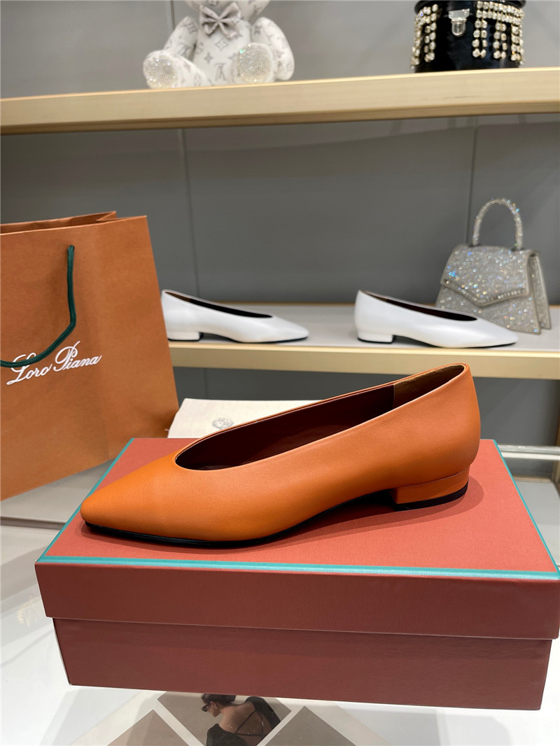 L0r0 P1ana rebecca ballerinas saddle brown calfskin