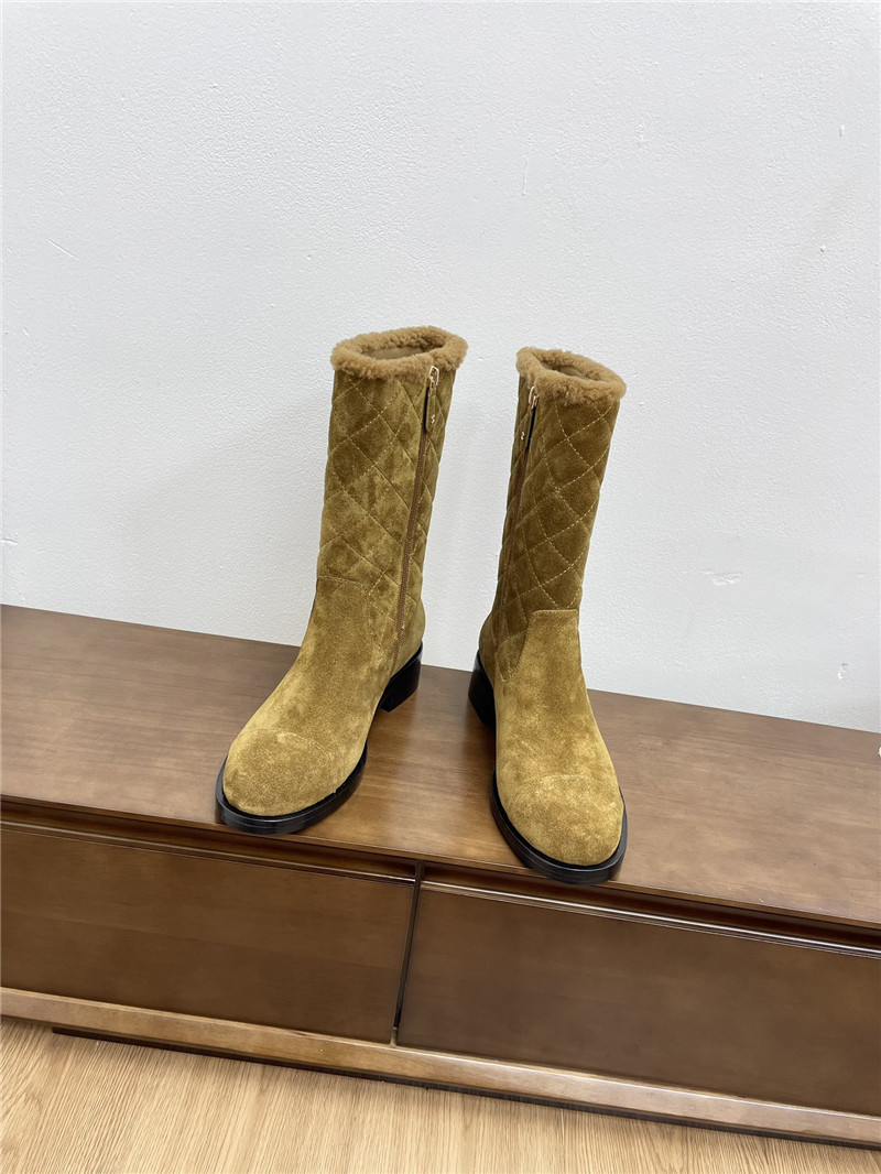 Ch**el suede zip mid-calf boots