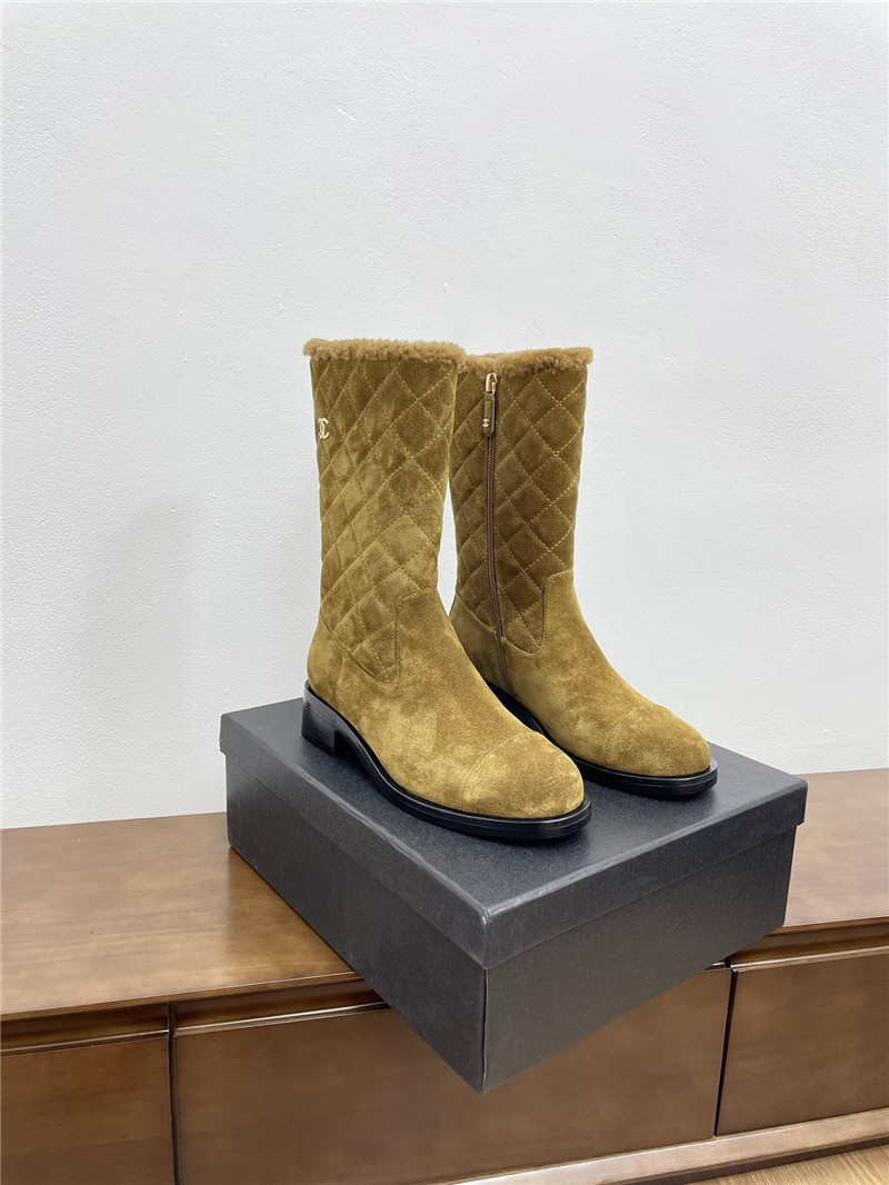 Ch**el suede zip mid-calf boots