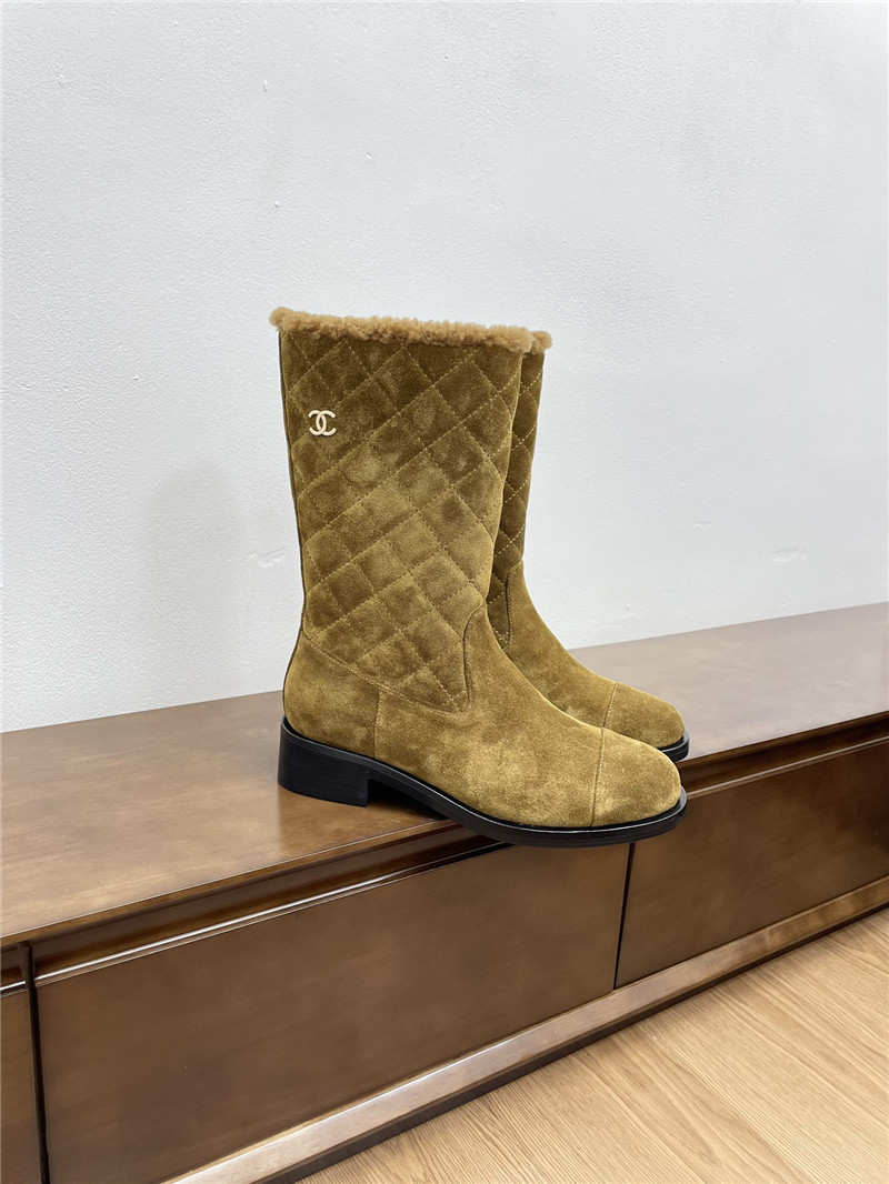 Ch**el suede zip mid-calf boots