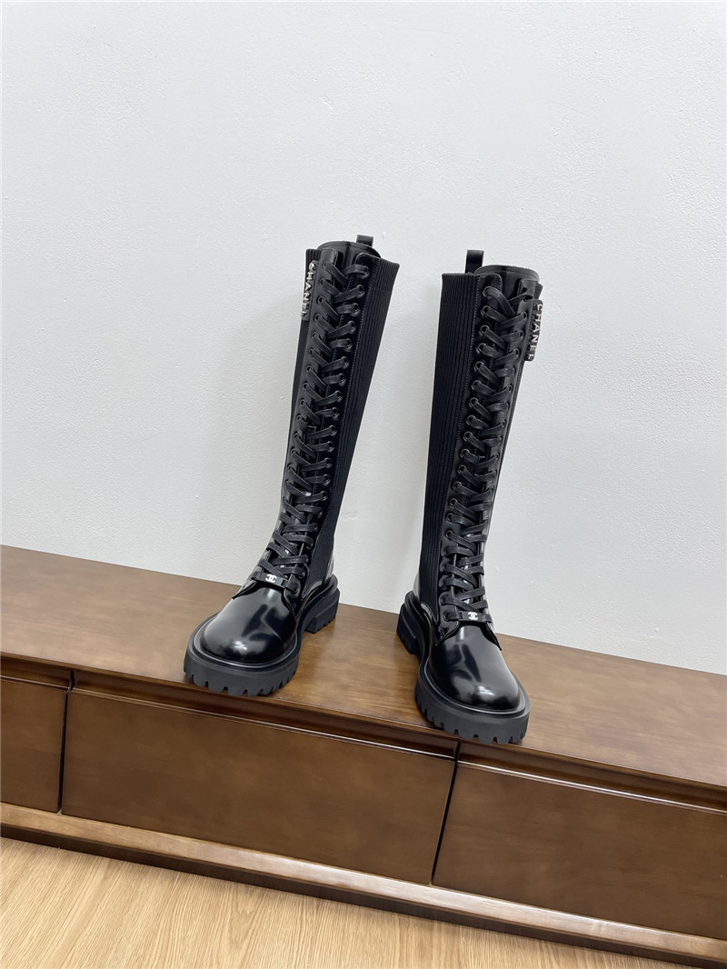 Ch**el lace-up knee-high boots