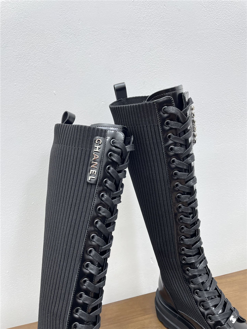 Ch**el lace-up knee-high boots