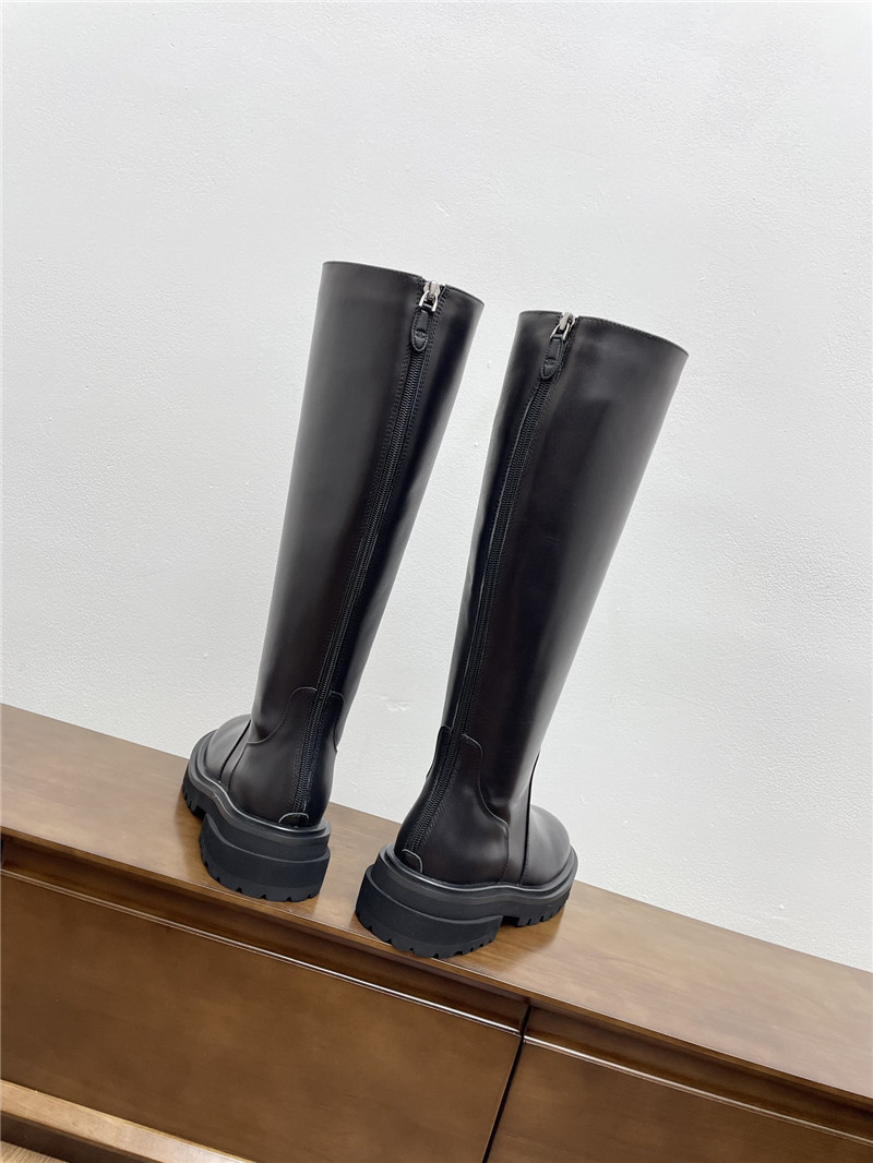 Ch**el calfskin zippered knee-high boots