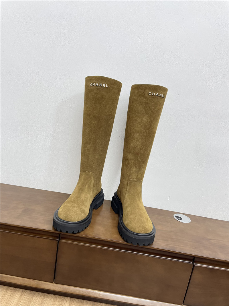 Ch**el suede zippered knee-high boots