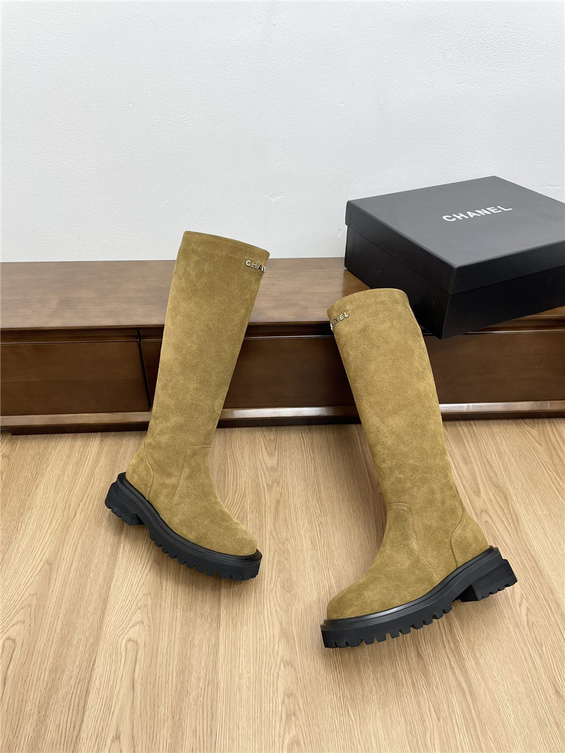 Ch**el suede zippered knee-high boots
