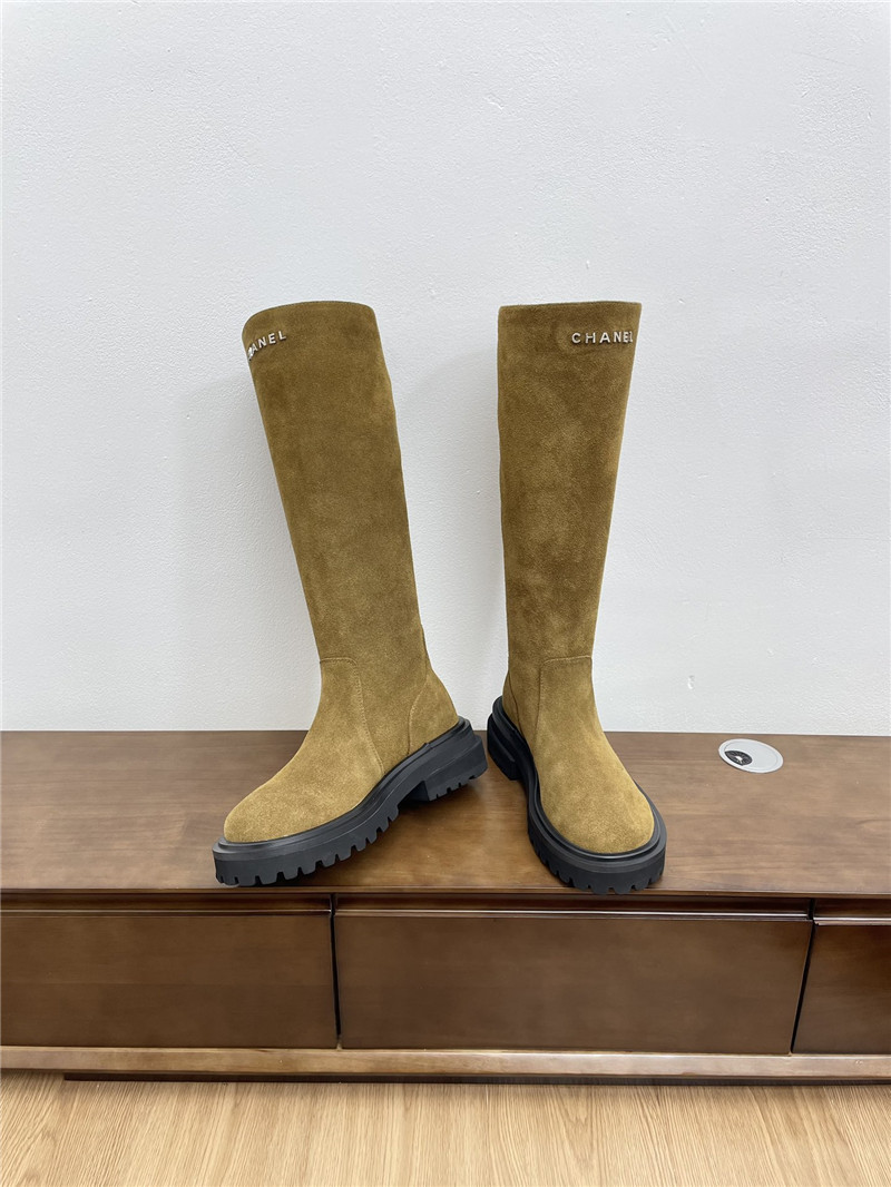 Ch**el suede zippered knee-high boots