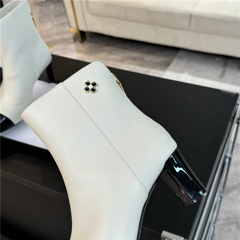 Ch**el white pointed heel ankle boots