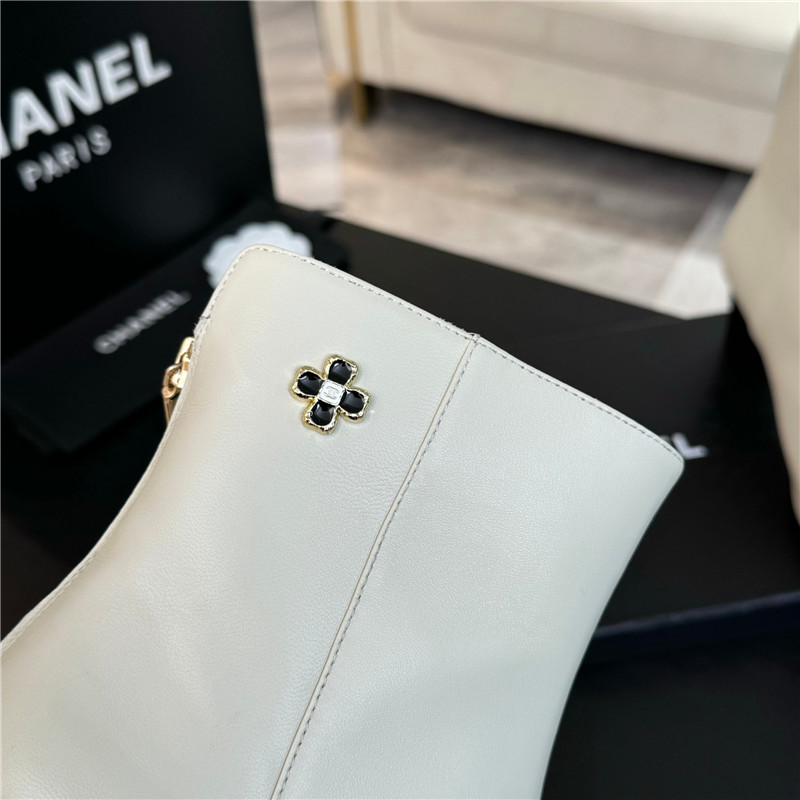 Ch**el white pointed heel ankle boots