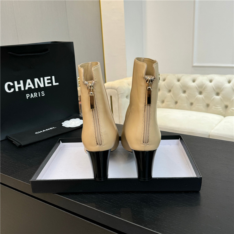 Ch**el beige pointed heel ankle boots