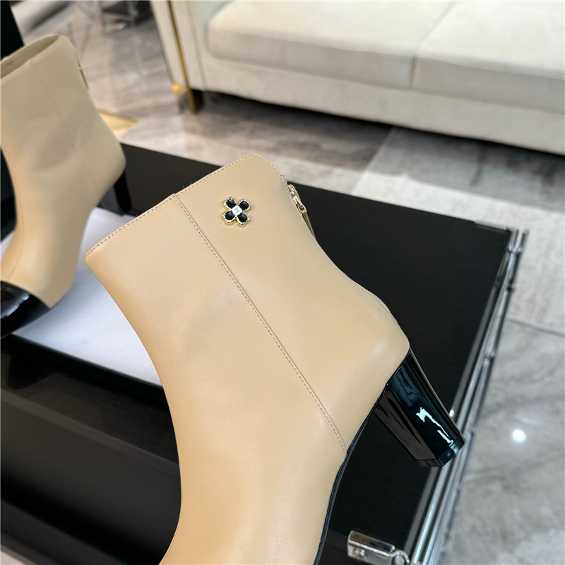 Ch**el beige pointed heel ankle boots