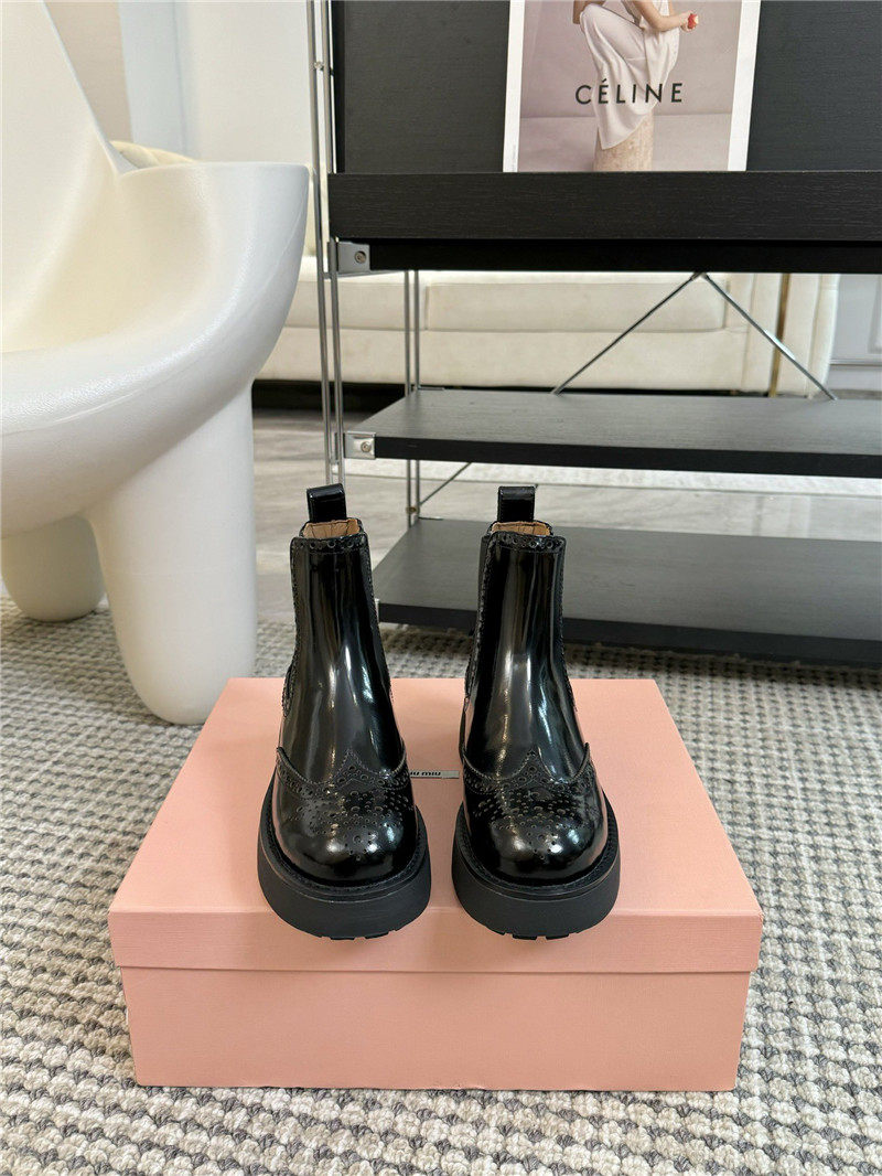 Miu Miu Chelsea Platform Black Ankle Boots