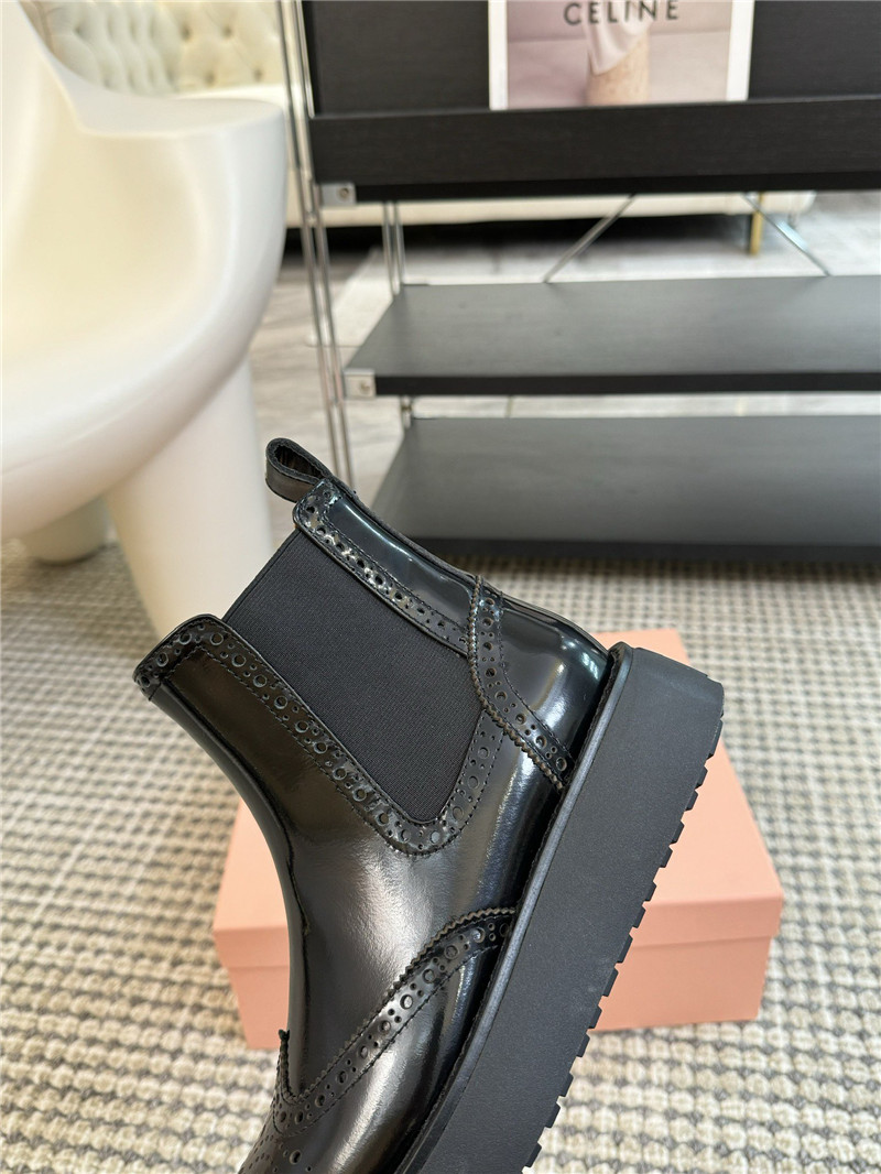 Miu Miu Chelsea Platform Black Ankle Boots